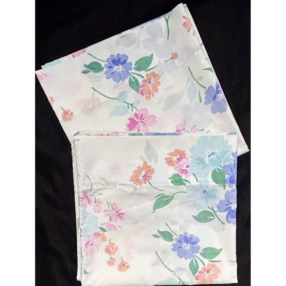Vintage Cannon Pillowcase Pair King Pink Blue Pastel Floral 39 x 20 READ